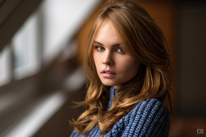 girl, 1080P, hair, Chris Bos, look, portrait, model, bokeh, Anastasia Shcheglova, face