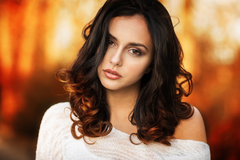 depth of field, 1080P, portrait, wavy hair, Michelle Rosillo, face, women