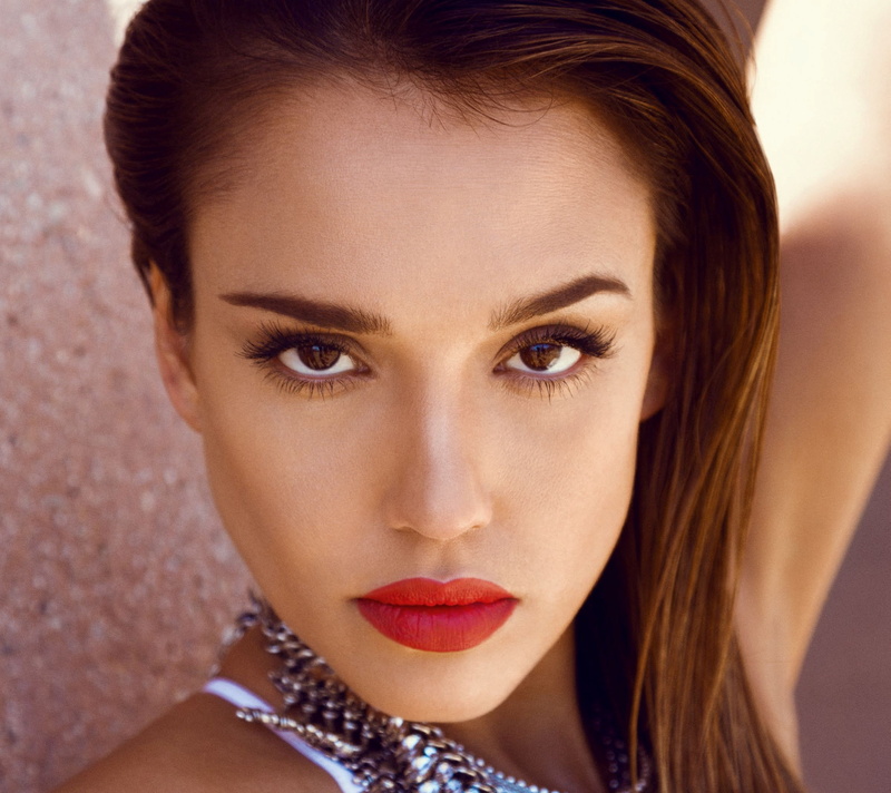 hd, red, jessica, lipstick, necklace, silver, 1080P, alba, actress, Jessica Alba