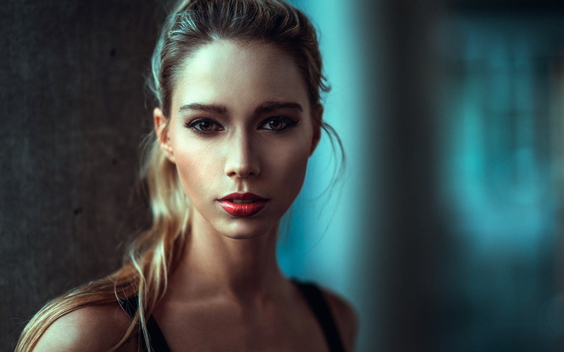 Girl, Red, Portrait, Makeup, 1080P, Lip, Blonde