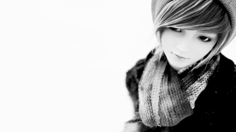 1080P, girl, baby, black and white, pretty