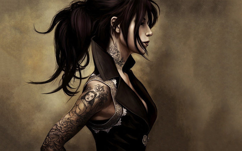 Tight, Hairstyle, Girl, 1080P, Tattoo, Fantasy, Clothing