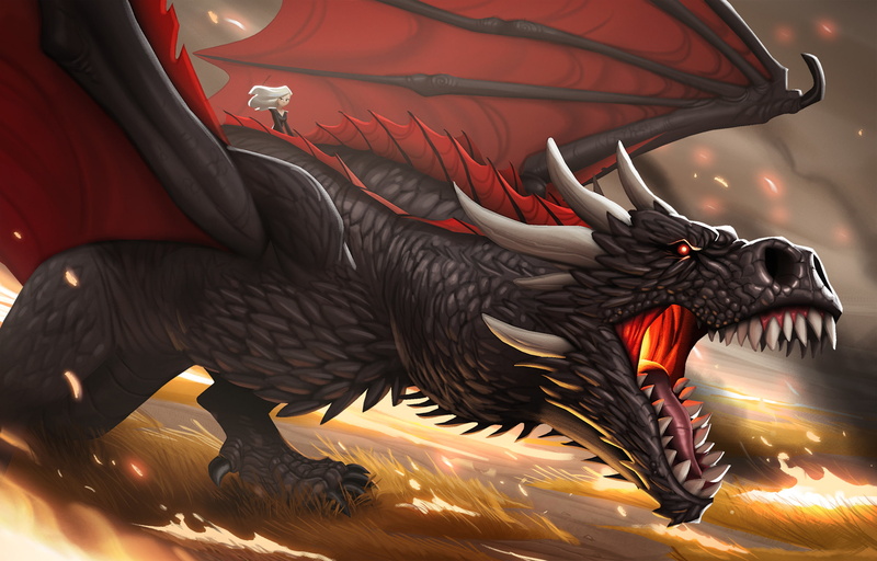 artwork, 2K, dragon, cartoon, khaleesi