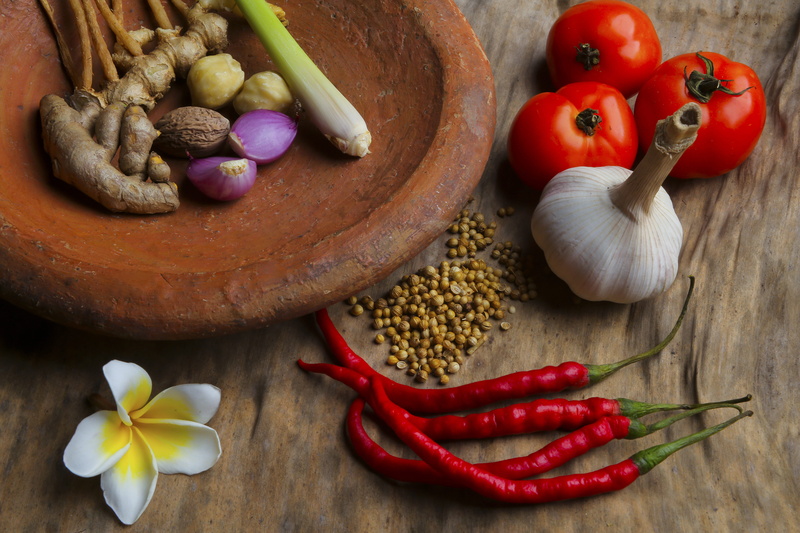 ingredient, indoors, bowl, healthy eating, ingredients, vine, vegetable, white, food and drink, table, petal, garlic, choice, tomato, wood - material, spice