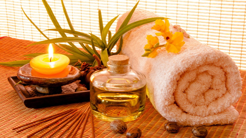 candle, bath, pillar, photography, 4K, towel, stick, relaxing, spa, bottle, 3840x2160