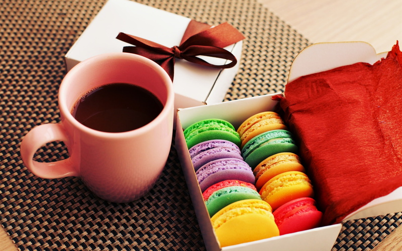 Colorful, 2K, Colors, Cakes, Gift, Coffee, Cup, Cookies, Dessert