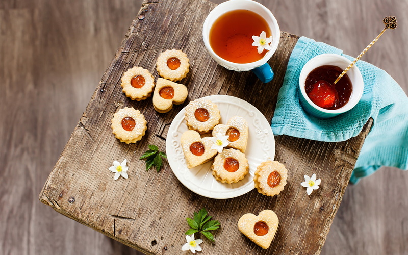 2K, Cookies, Colorful, Flowers, Tea, Food, Drink, Cup