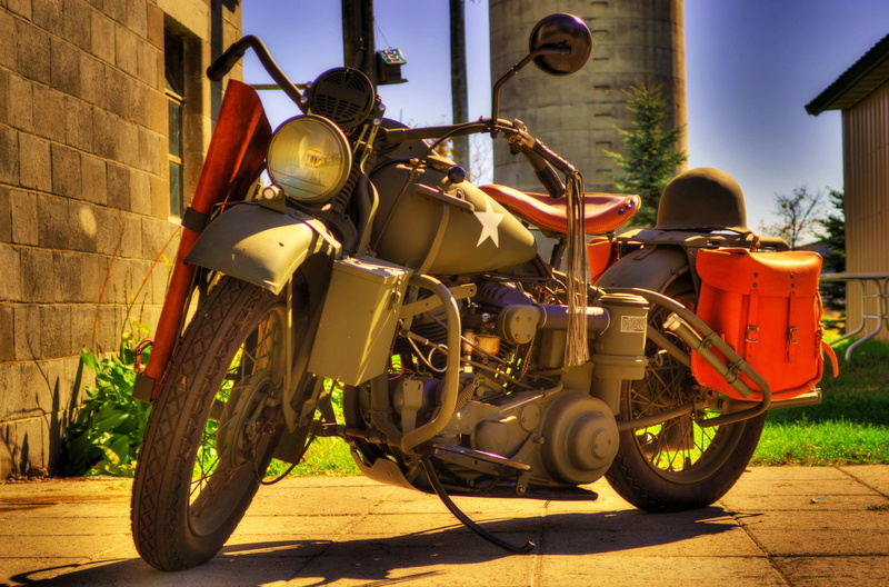 helmet, times, world, 4K, Harley-Davidson, motorcycle, 1942., model, military, war, HDR, Second, WLA