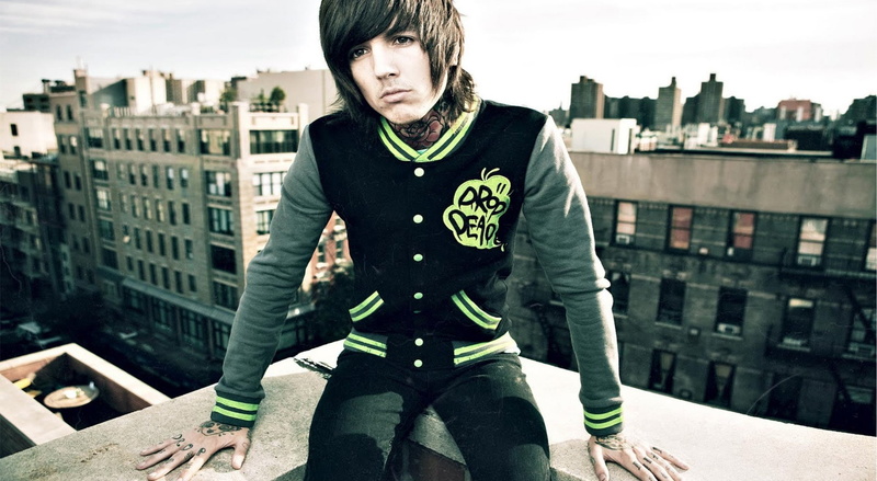sitting, one person, 2009, jacket, bmth, Others, oliver, hd, black, young adult, day, architecture, drop dead, s, button, 2010, oliver sykes, building