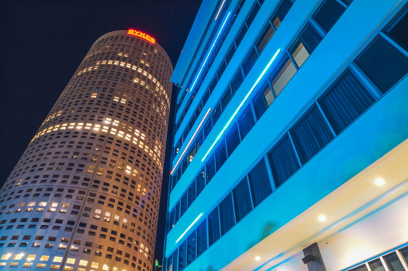 financial district, building, glass - material, tampa, skyscraper, office building exterior, downtown, aloft, tower, tall - high, steel, cityscape, built structure