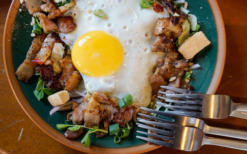 wellbeing, breakfast, close-up, forks, egg, indoors, sunny side up, meal, high angle view, egg yolk, still life, gray, garnish, food, meat, table, 1080P