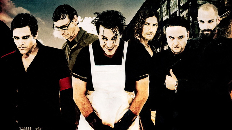 fun, white, s, digital composite, real people, standing, teamwork, portrait, smile, black background, members, rammstein, group Of People, indoors, smiling