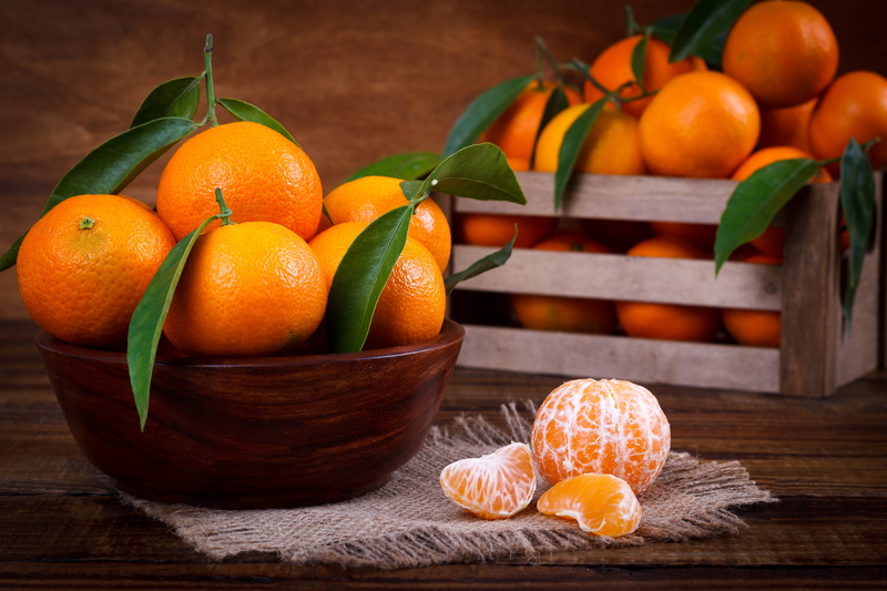Mandarin, mandarins, leaves, bowl, 5K, citrus, slices