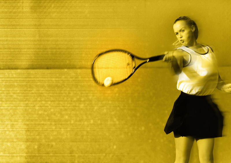 one Person, forehand, exercising, yellow, lifestyles, athlete, playing, young Adult, racket Sport, sports Equipment, activity, indoors, hairstyle, competition