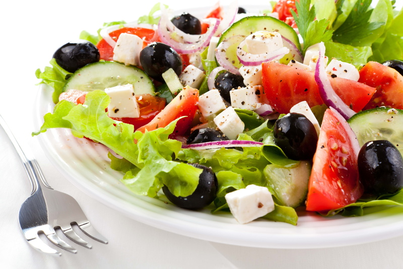 greek food, food And Drink, bowl, silver, arugula, mozzarella, fork, olive, vegetarian Food, onion, gourmet, feta Cheese, appetizer, kitchen utensil, freshness