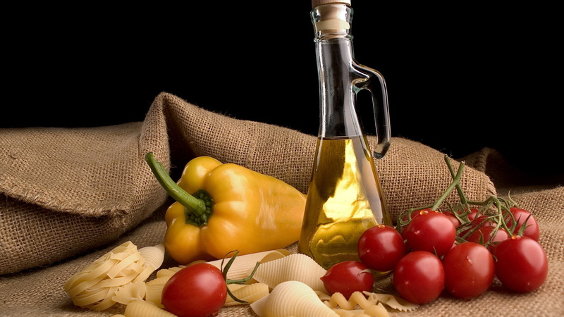 indoors, raw Food, onion, wellbeing, rustic, cherry, still life, garlic, grape, italian Culture, food, agriculture, no people, pasta, black background