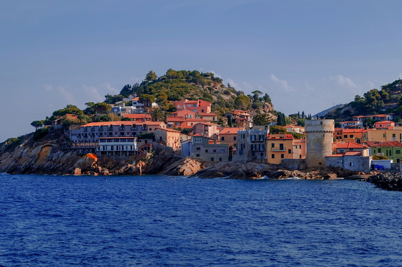 blue, nature, italy, land, tuscan archipelago, architecture, travel destinations, no people, ocean, outdoors, building, city, house, village, across, landscape
