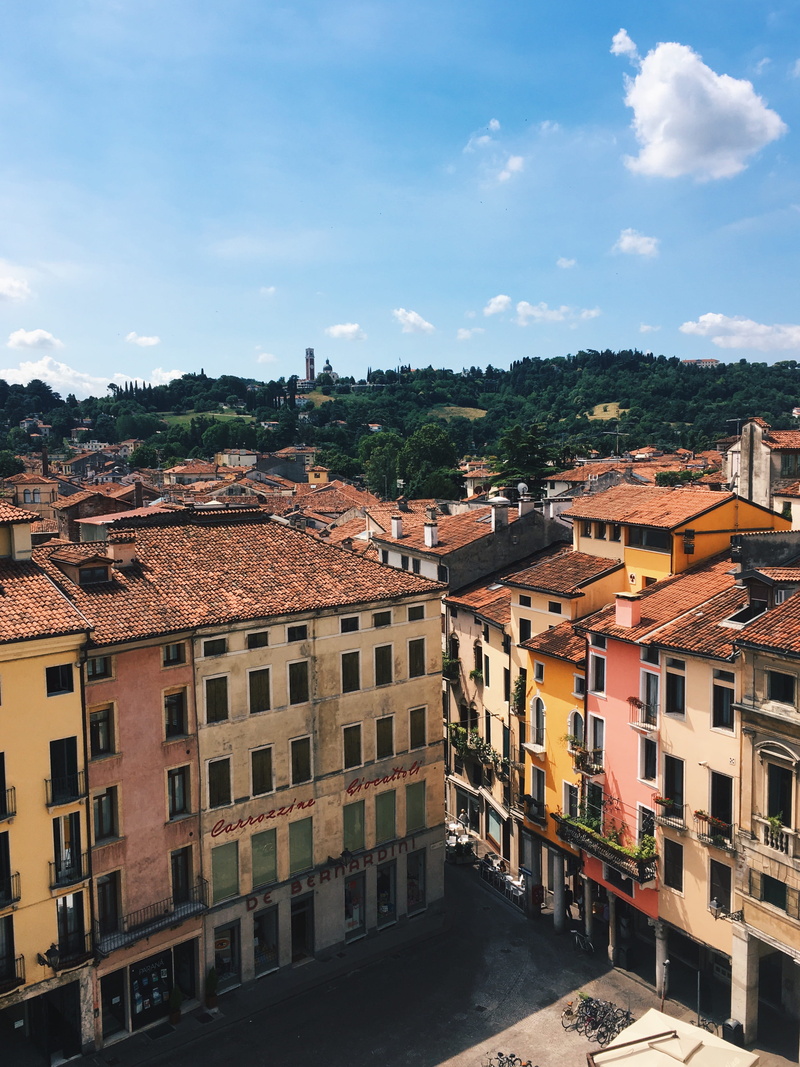 italy, city, house, vicenza, summer, hills, canal, roof, sky, nature, building exterior, pinks, built structure, buildings, transportation, high angle view