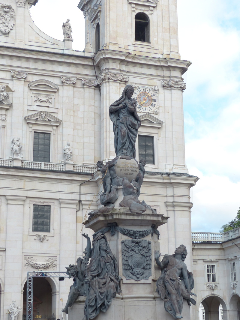 human representation, day, towers, sculpture, gorgeous, barockklassizirend, allegorical representations, globe, tower, world heritage site, limestone, salzburg