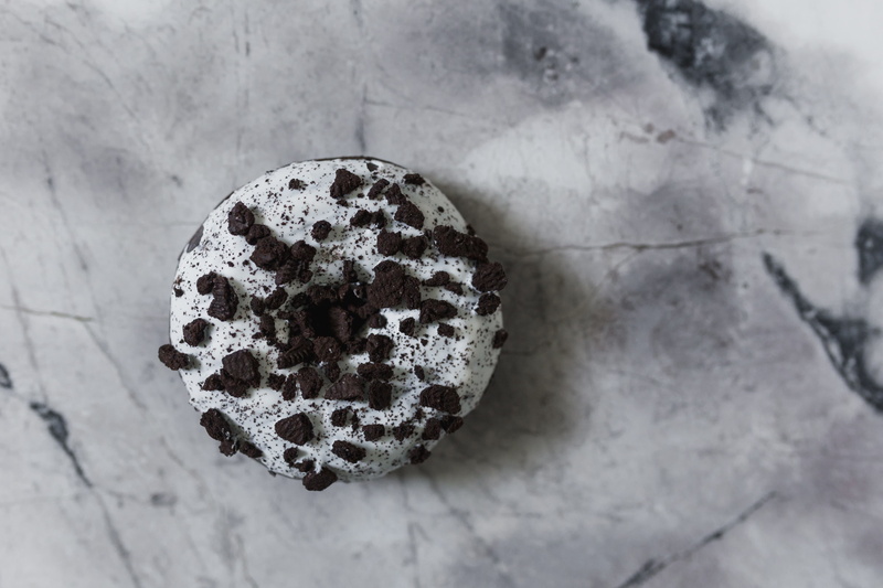 freshness, doughnut, snack, sweet, fruit, plant, baked, cute, growth, nature, pattern, treat, white color, 5K, donut, junk food, day, directly above, outdoors