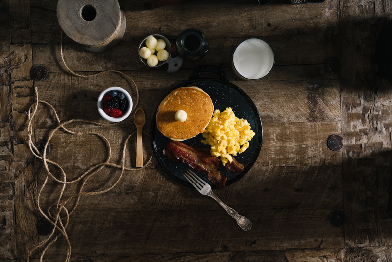 still life, pancake, food and drink, healthy eating, wood - Material, table, spoon, egg, eating utensil, freshness, directly above, bowl, rustic, fruit