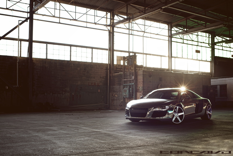mode of transportation, land vehicle, reflection, Matte Black Machined Face, Chrome, indoors, CW-5, transportation, car, Audi, drives, day, r, Concavo Wheels