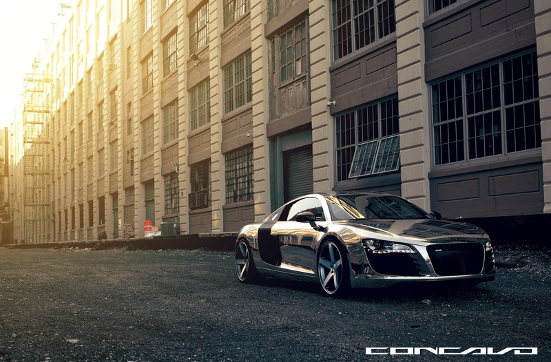 stationary, day, architecture, coupe, city, r, Audi, CW-5, Concavo Wheels, luxury, transportation, no people, motion, land vehicle, Matte Black Machined Face