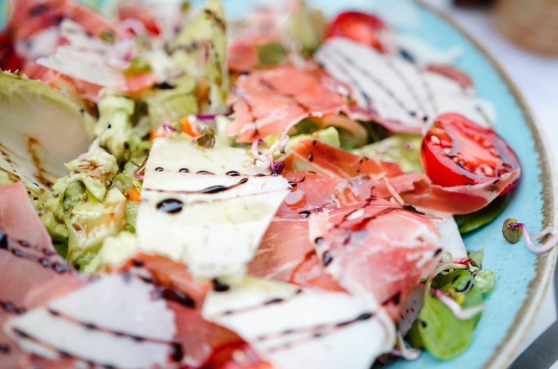 herb, garnish, indoors, selective focus, still life, meal, fork, no people, italian, cherry tomatoes, mediterranean, vegetables, slice, ready-to-eat, salad
