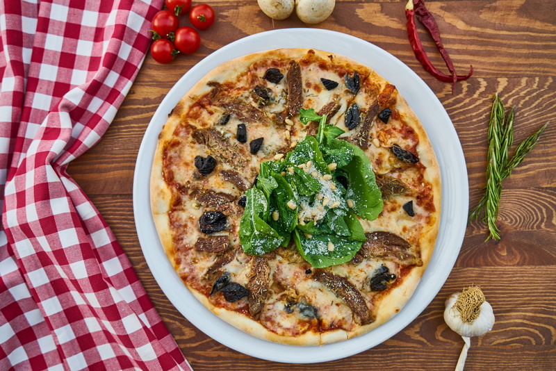 hot, cheese, greens, slice, nobody, salam, bakery, dough, no people, meal, snack, product photo, diet, 8K, beautiful, organic, backgrounds, healthy eating