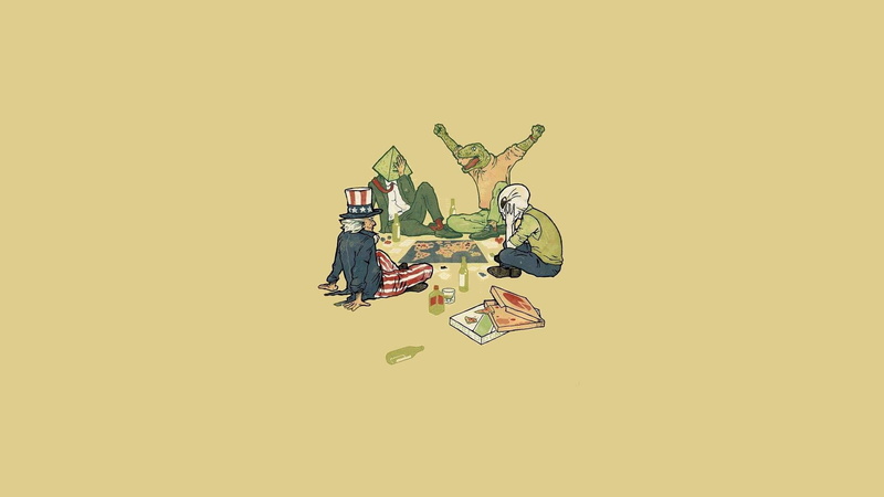 1080P, Lizardmen, humor, board games, Uncle Sam, Illuminati, aliens, minimalism