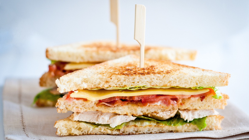 bacon, lettuce, chicken, cheese, sandwich, tomato, 4K