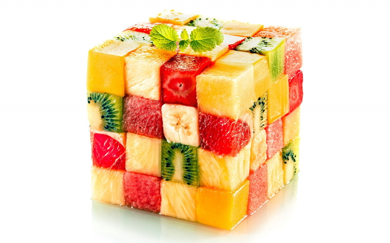 block, cube, fruit, salad, assorted, 2K, fruits