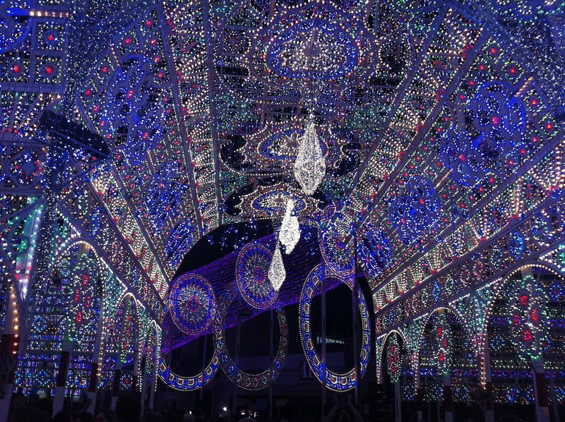 festival, ornate, design, built structure, illuminations, light, purple, ceiling, abstract, low angle view, creativity, salento, illuminated, backgrounds