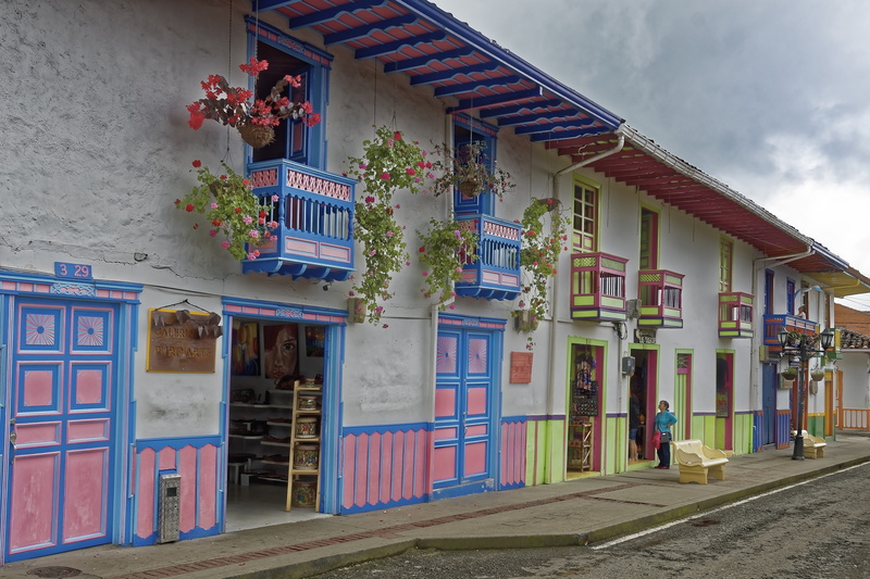 nature, no people, architecture, residential district, building exterior, outdoors, entrance, day, plant, colonial style, colombia, house, facade, flag