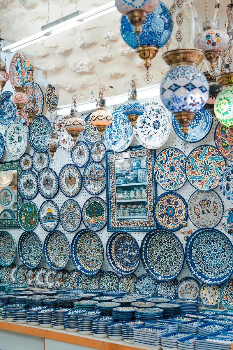 hand made, large group of objects, near, blue, mosaic, plates, market, decorative, lot, 4K, assorted, market stall, unique, clock, arrangement, hand made shop