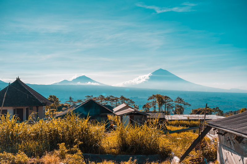 country, blue sky, sky, scenics - nature, residential district, water, built structure, landscape, near, tranquility, daytine, grass, building, outdoors