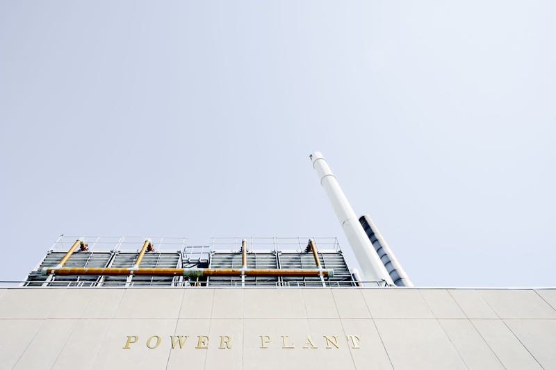 white color, day, building exterior, railing, sky, pipe, building, looking up, plant, electricity, industry, built structure, outdoors, power plant, architecture