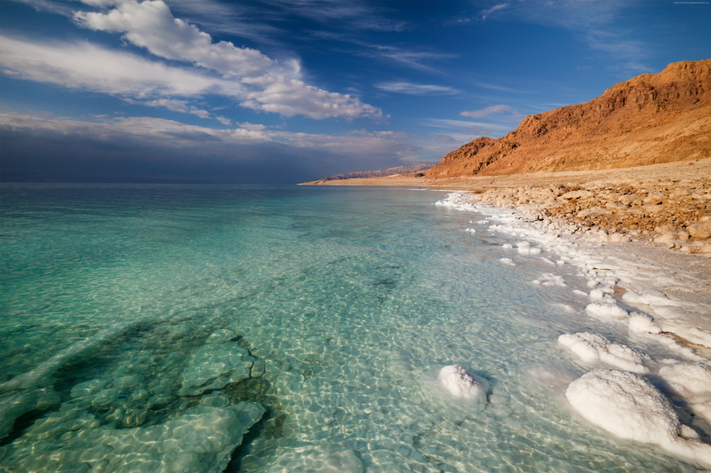 4K, sky, Israel, Jordan, Palestine, clouds, salt, water, sea, transparent, Dead Sea, 5k, 4k