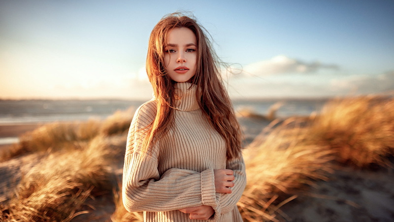 photography, women outdoors, women, brunette, face, 1080P, windy, portrait, Oliver Gibbs, looking at viewer, brown eyes, depth of field