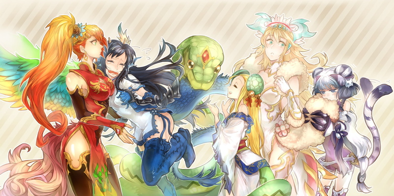 ponytail, saba, chinese, p d, sakuya, dress, meimei, haku, dragons, wings, puzzle, leiran, maguro, clothes, 720P, tail, karin