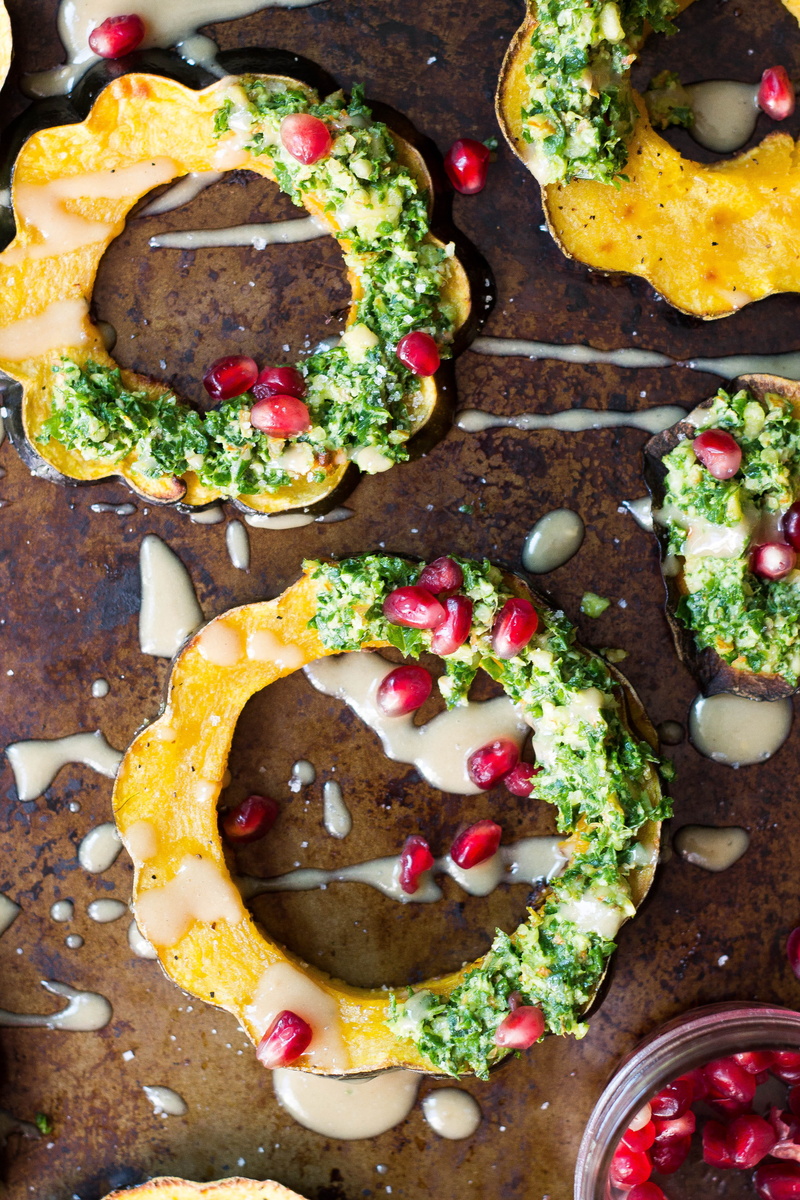 meal, sandwich, garnish, squash, food and drink, bread, pomegranates, no people, freshness, acorn squash, appetizer, wellbeing, directly above, christmas food