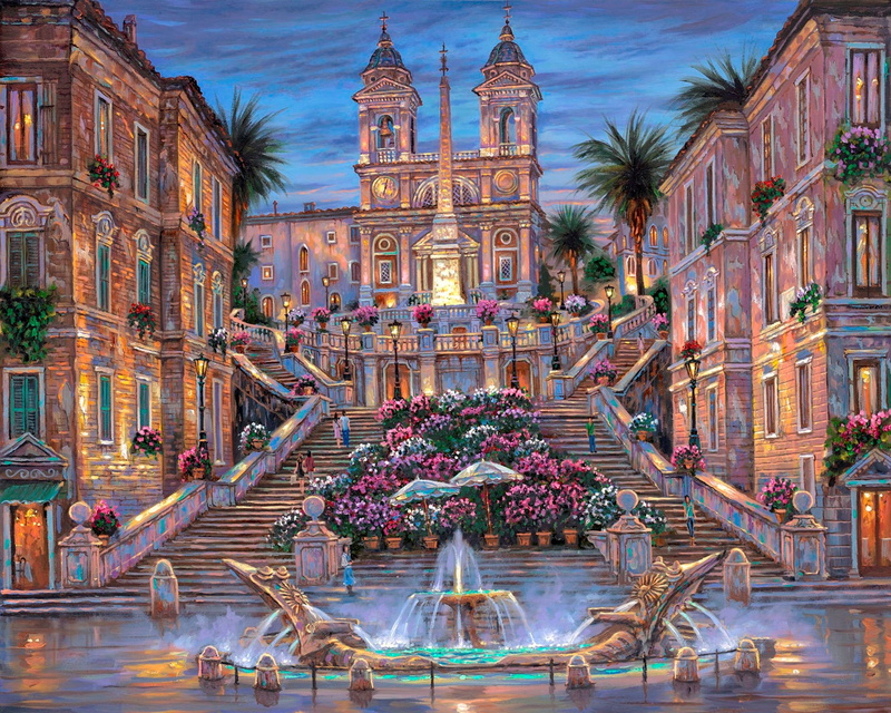 travel, building, urban Scene, town, roma, building Exterior, cathedral, Robert Finale, church, palm trees, illuminated, old, sky, tourism, built Structure
