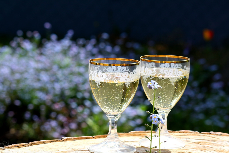 food, romance, glass - material, drinking, transparent, champagne flute, flower, celebration, food and drink, glasses, bubble, party - Social Event, clear