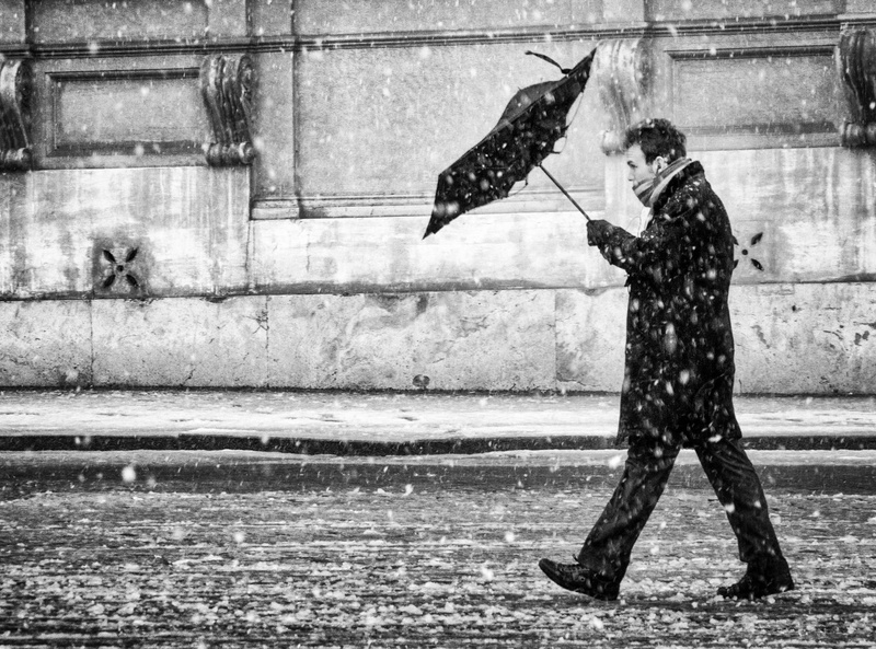motion, real people, architecture, Street, full length, 2K, Umbrella, Black, pietro, neve, Black and White, italians, blowing, warm clothing, child, White
