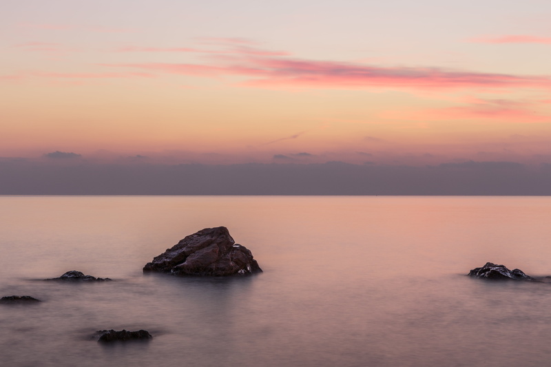 orange, coastal, body, dusk, landscape, Sunset, water, mare, tramonto, orange sky, rock, mountain, rock on, white, sunrise - Dawn, Riva Trigoso, Liguria