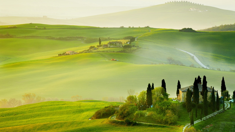 verano, prado, toscana, italia, 2K, laderas, naturaleza