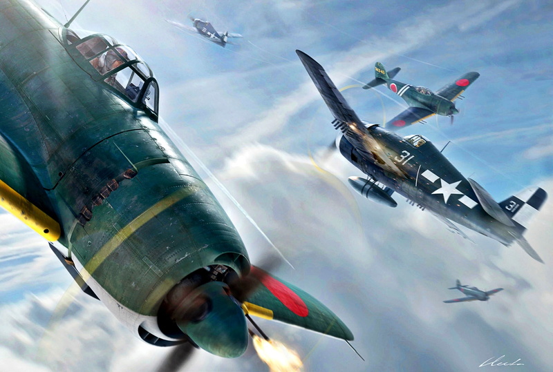Kawanishi, US Navy, WWII, Shiden-Kai, 1080P, NJAF, F6F-5, N1K2-J
