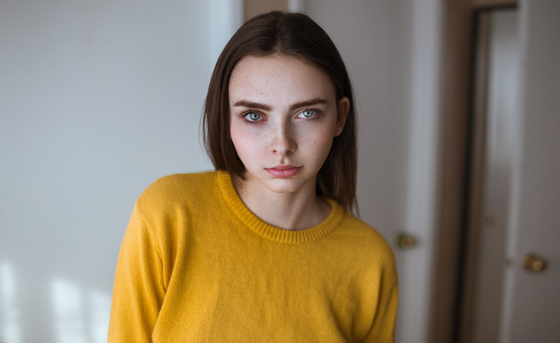 face, Paxton Biberdorf, portrait, young adult, one person, women, depth of field, George Dutch, brown hair, hair, serious, looking at camera, teenager