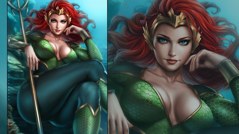 dandon fuga, redhead, 4K, Aquaman, Mera, blue eyes