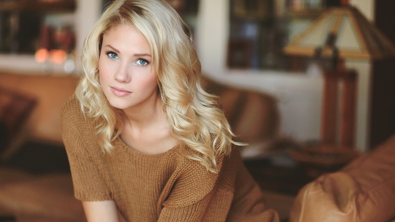 1080P, Berit Birkeland, blue eyes, Sweater